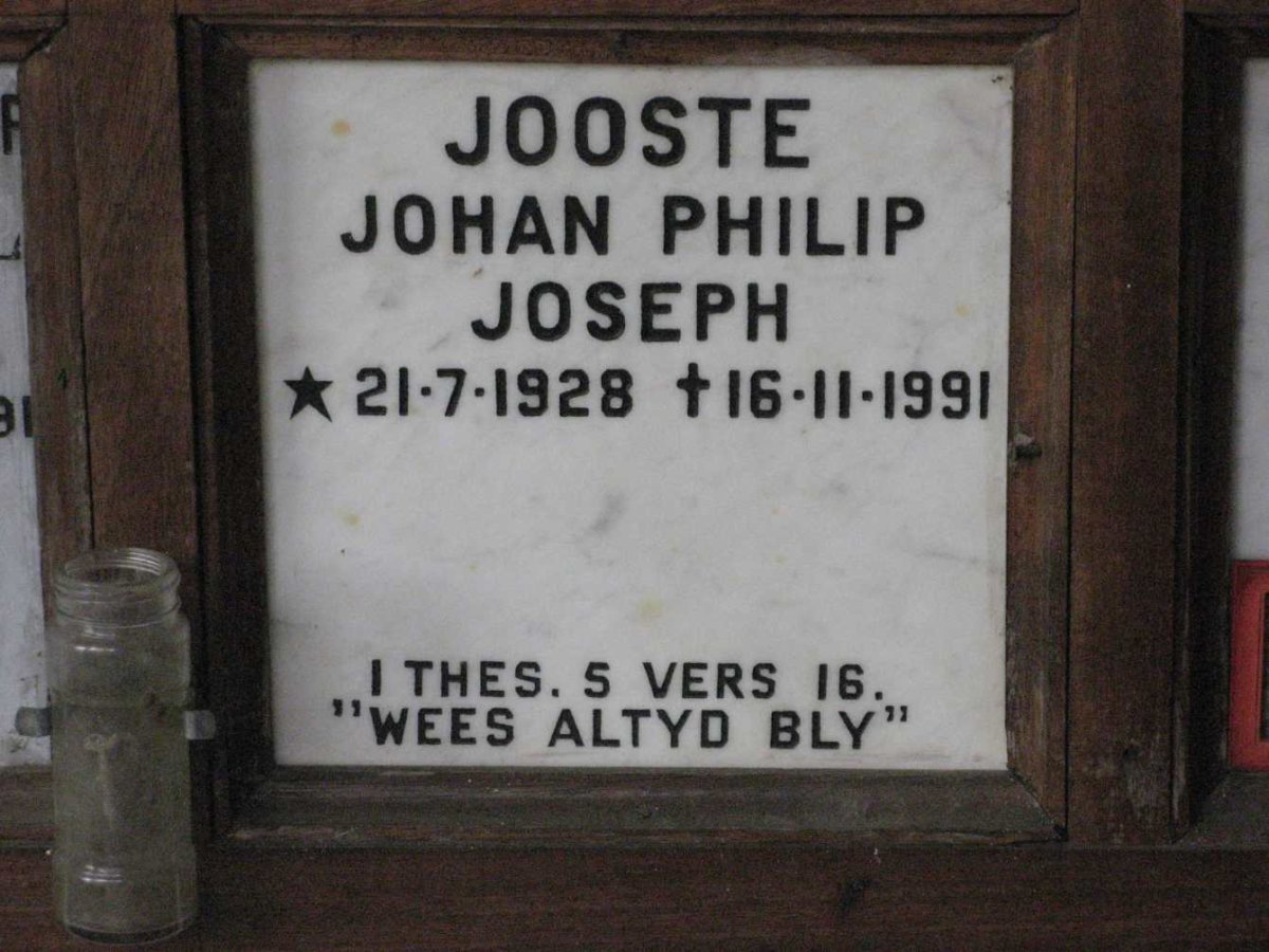 JOOSTE Johan Philip Joseph 1928-1991