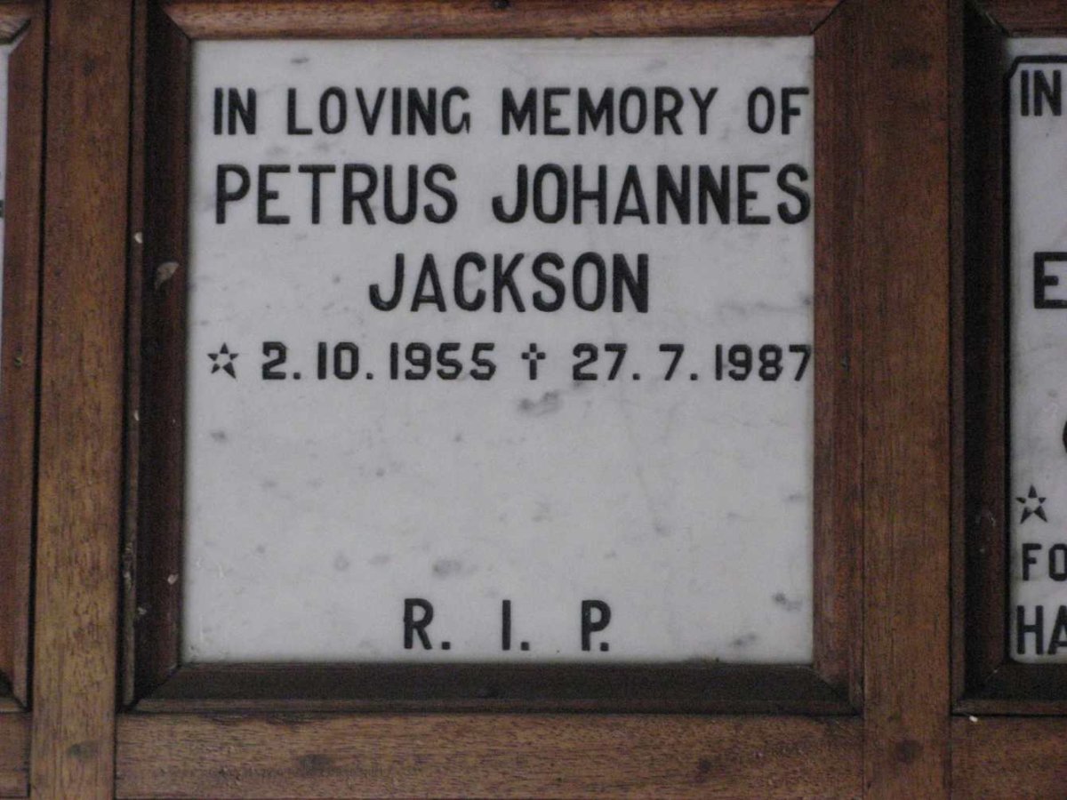 JACKSON Petrus Johannes 1955-1987