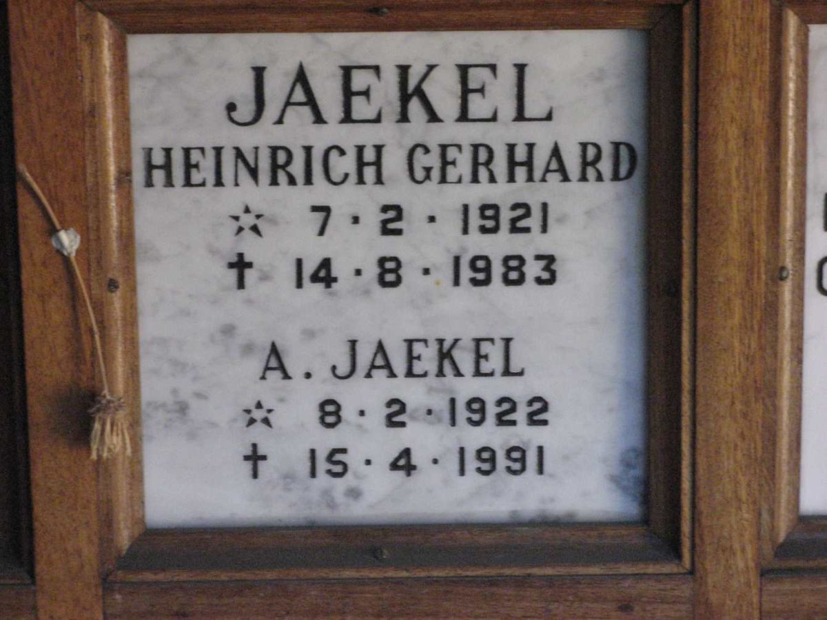 JAEKEL Heinrich Gerhard 1921-1983 &amp; A. 1922-1991