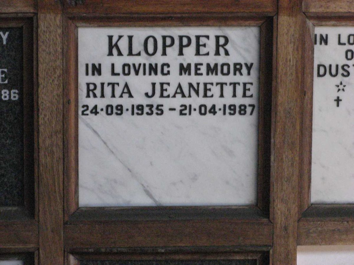 KLOPPER Rita Jeanette 1935-1987
