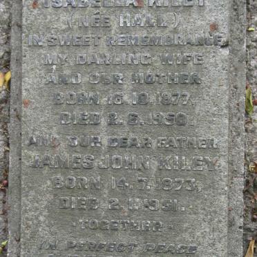 KILEY James John 1873-1951 &amp; Isabella HALL 1877-1950
