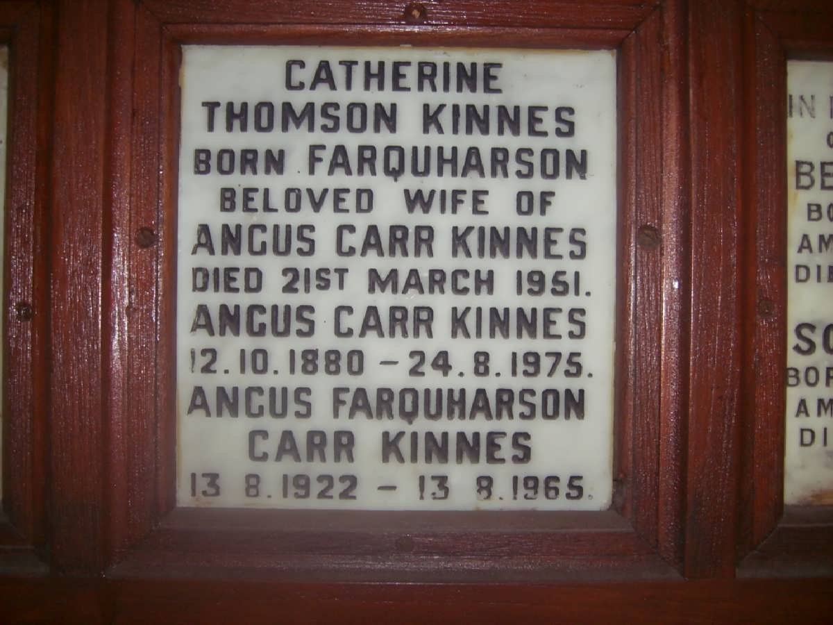 KINNES Anges Carr 1880-1975 &amp; Catherine Thomson FARQUHARSON - 1951 :: KINNES Angus Farquharson Carr 1922-1965