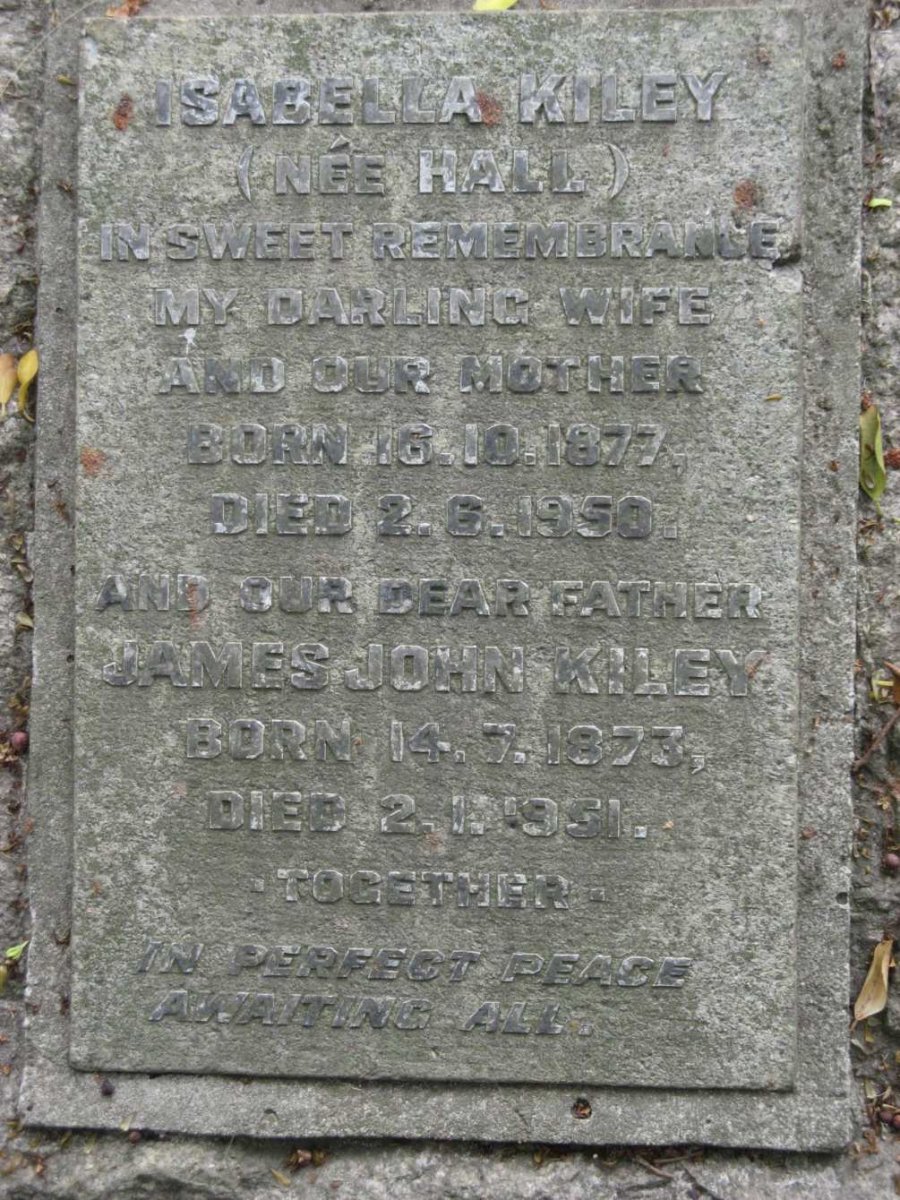 KILEY James John 1873-1951 &amp; Isabella HALL 1877-1950
