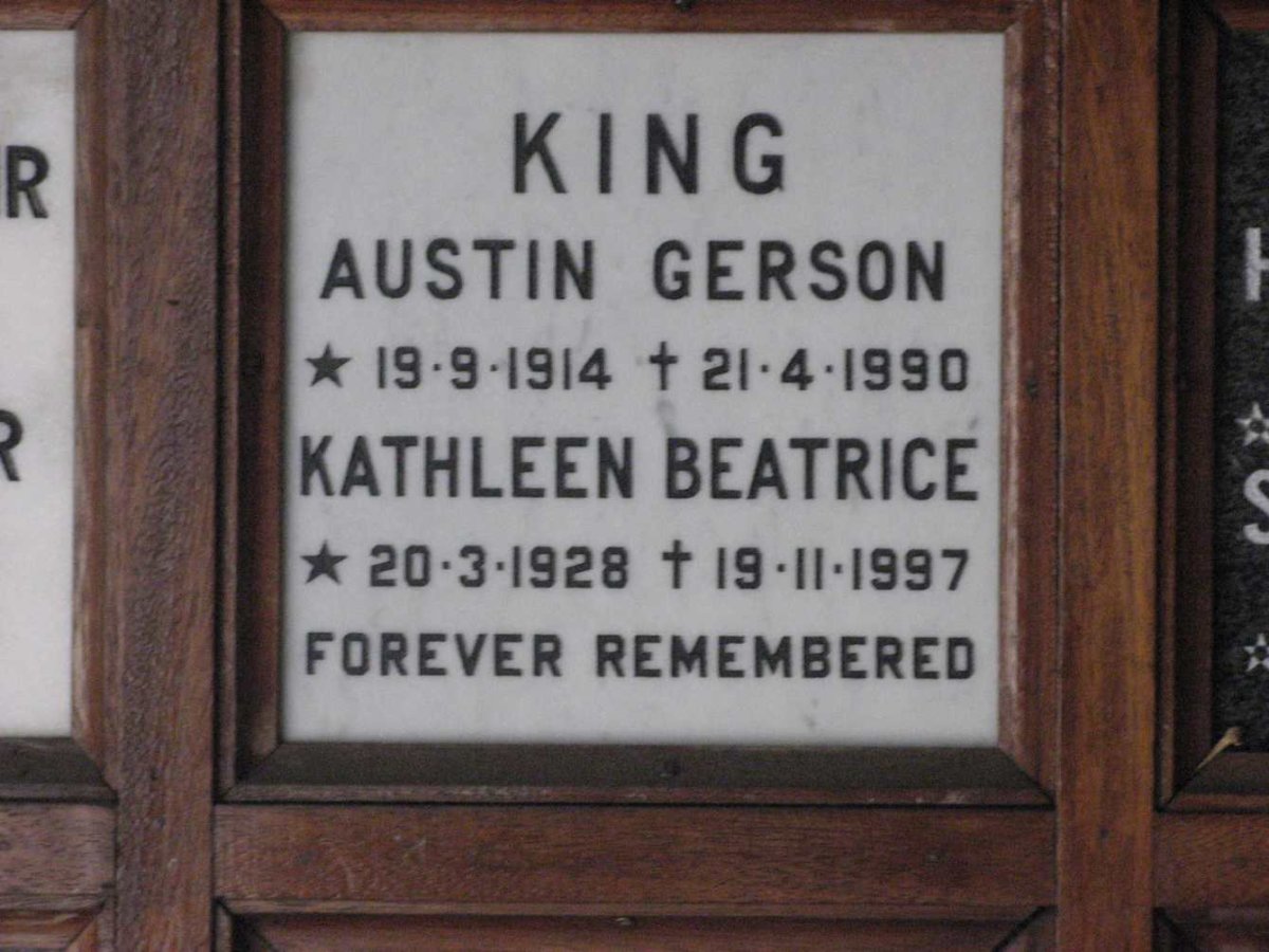 KING Austin Gerson 1914-1990 &amp; Kathleen Beatrice 1928-1997