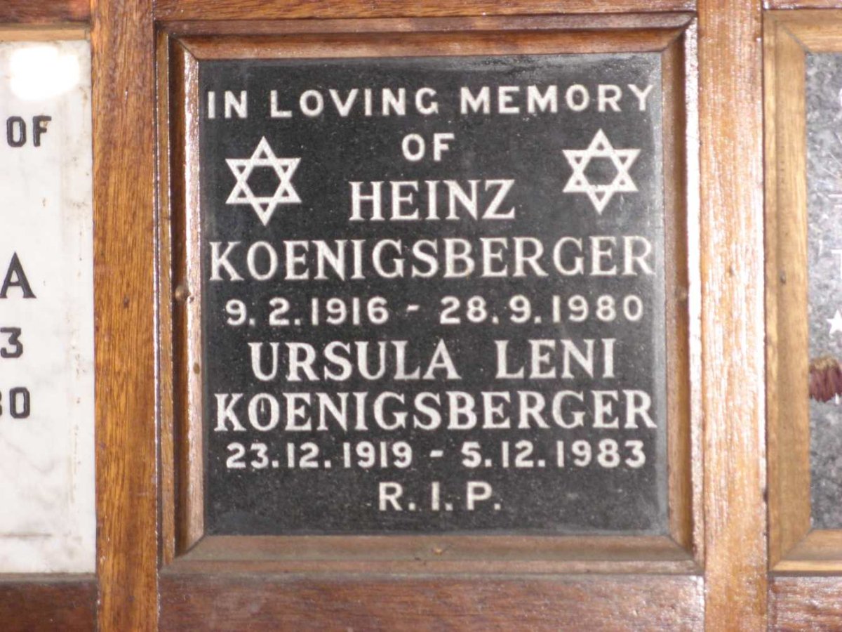 KOENIGSBERGER Heinz 1916-1980 &amp; Ursula Leni 1919-1983