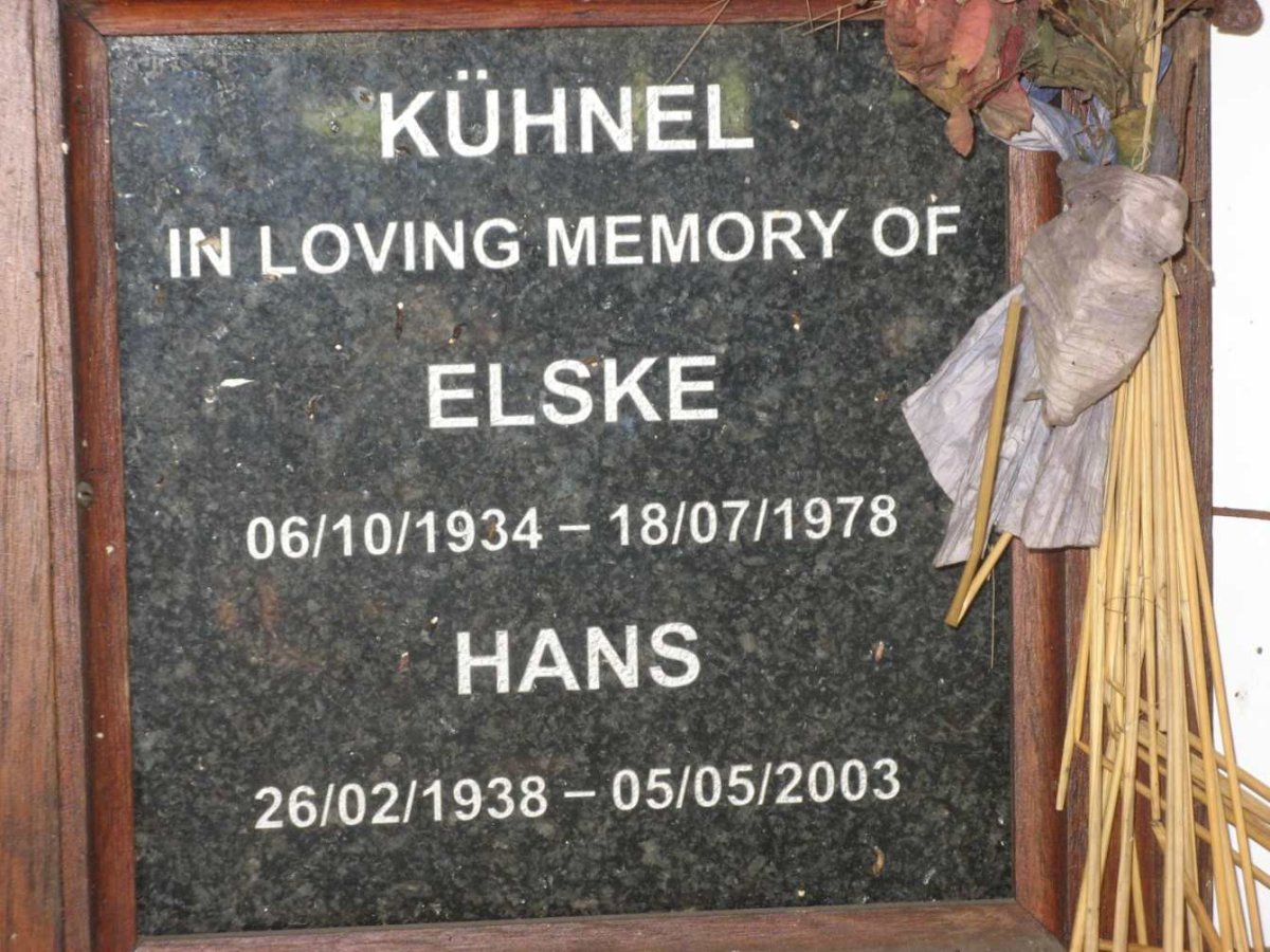KUHNEL Hans 1938-2003 &amp; Elske 1934-1978