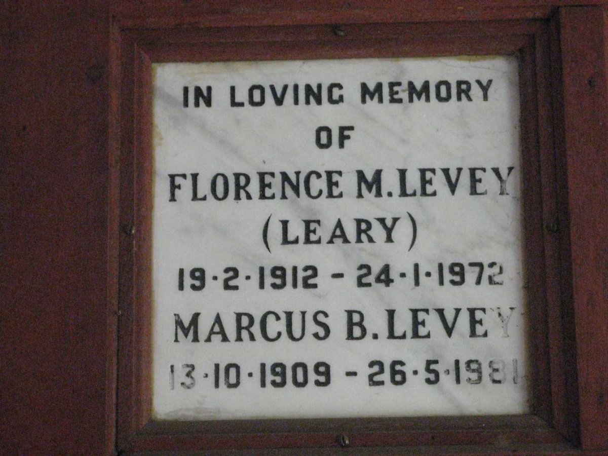 LEVEY Marcus B. 1909-1981 &amp; Florence M. LEARY 1912-1972