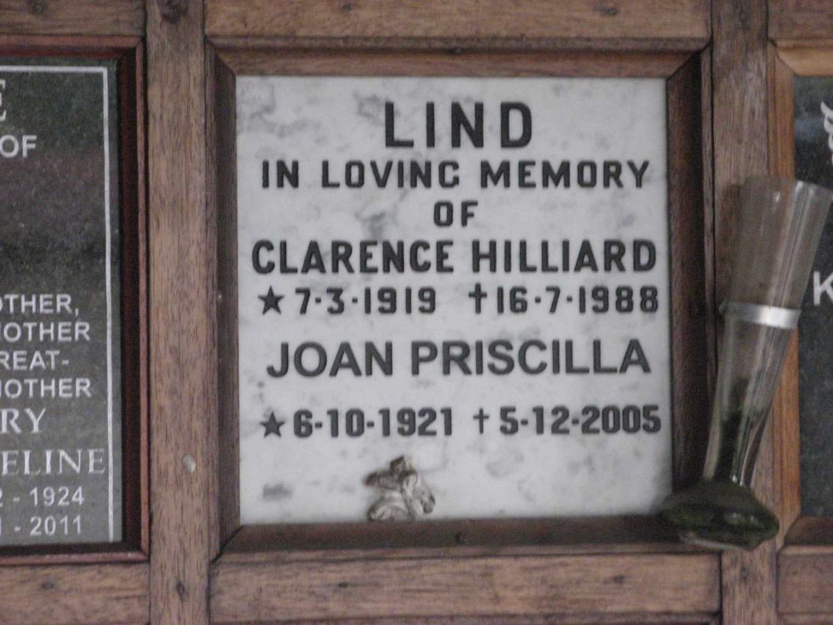 LIND Clarence Hilliard 1919-1988 &amp; Joan Priscilla 1921-2005