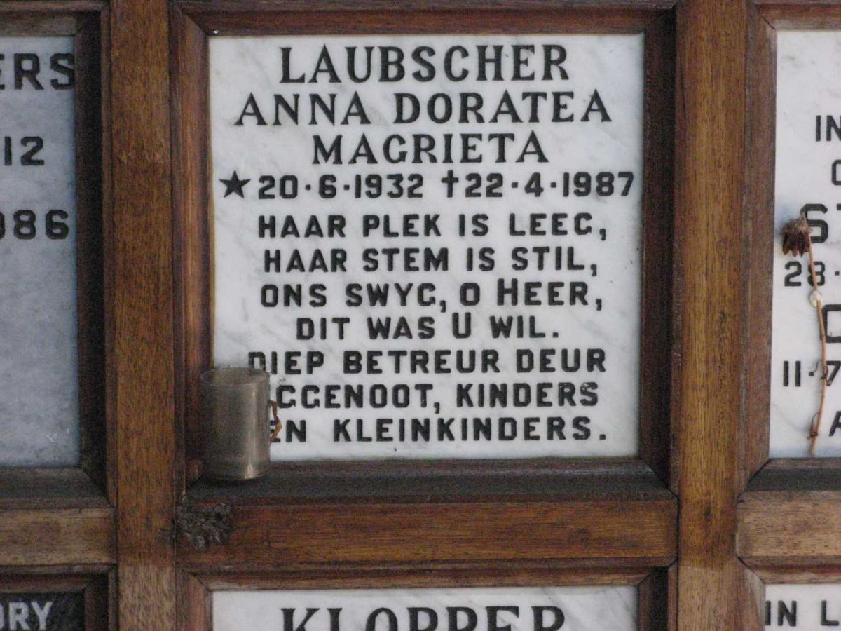 LAUBSCHER Anna Doratea Magrieta 1932-1987