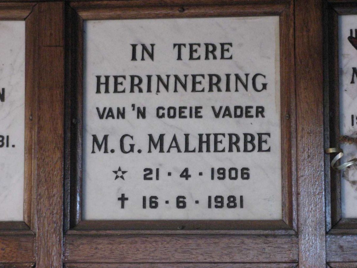 MALHERBE M.G. 1906-1981