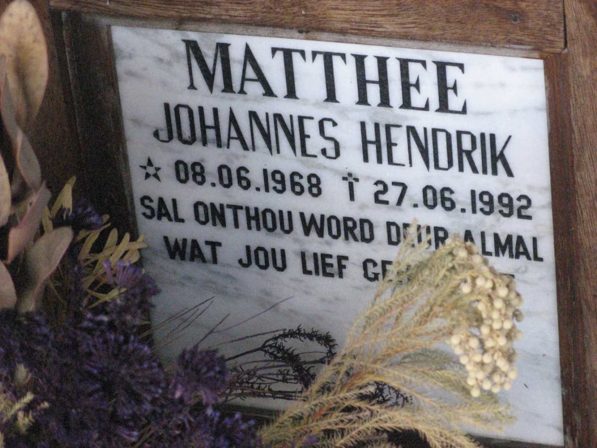 MATTHEE Johannes Hendrik 1968-1992