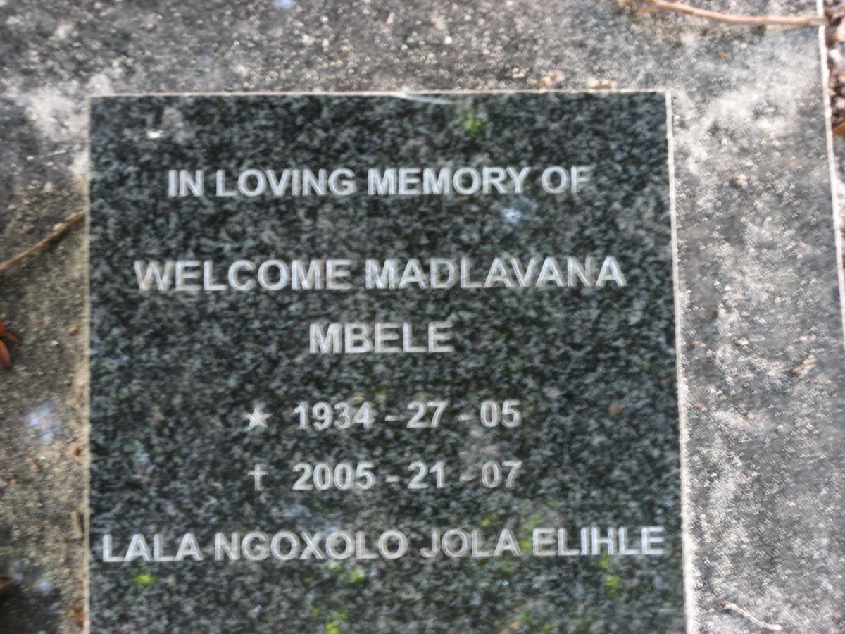 MBELE Welcome Madlavana 1934-2005