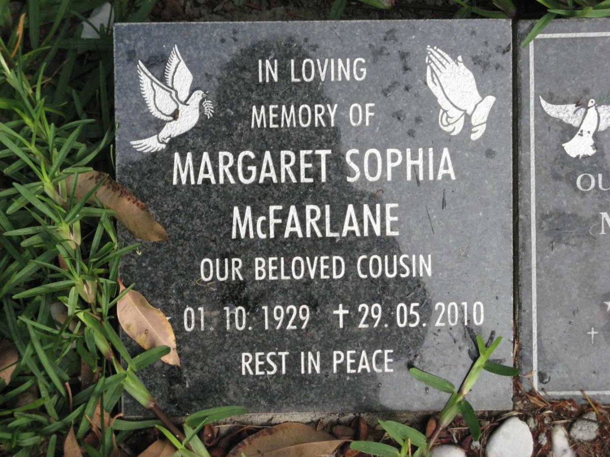 McFARLANE Margaret Sophia 1929-2010