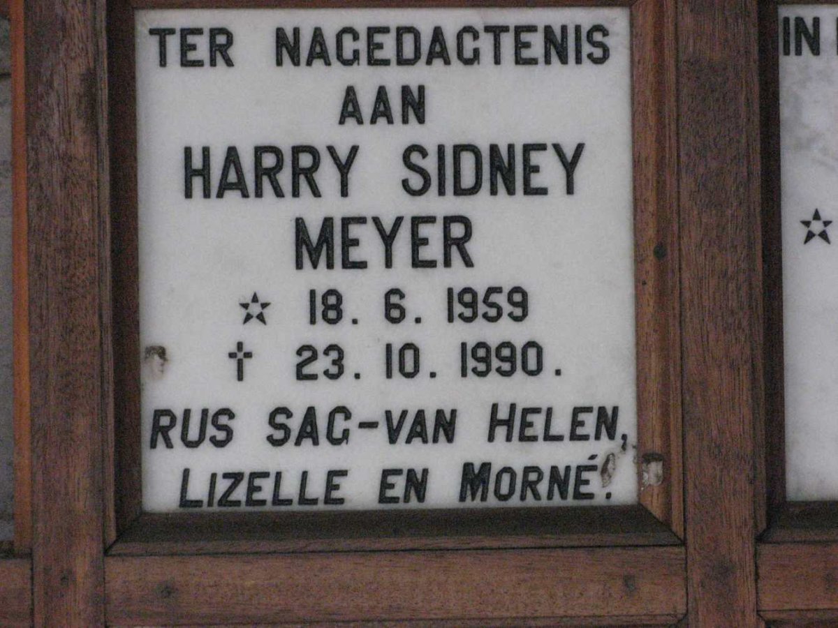 MEYER Harry Sidney 1959-1990