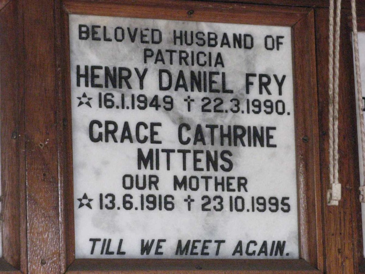 MITTENS Grace Cathrine 1916-1995 :: FRY Henry Daniel 1949-1990