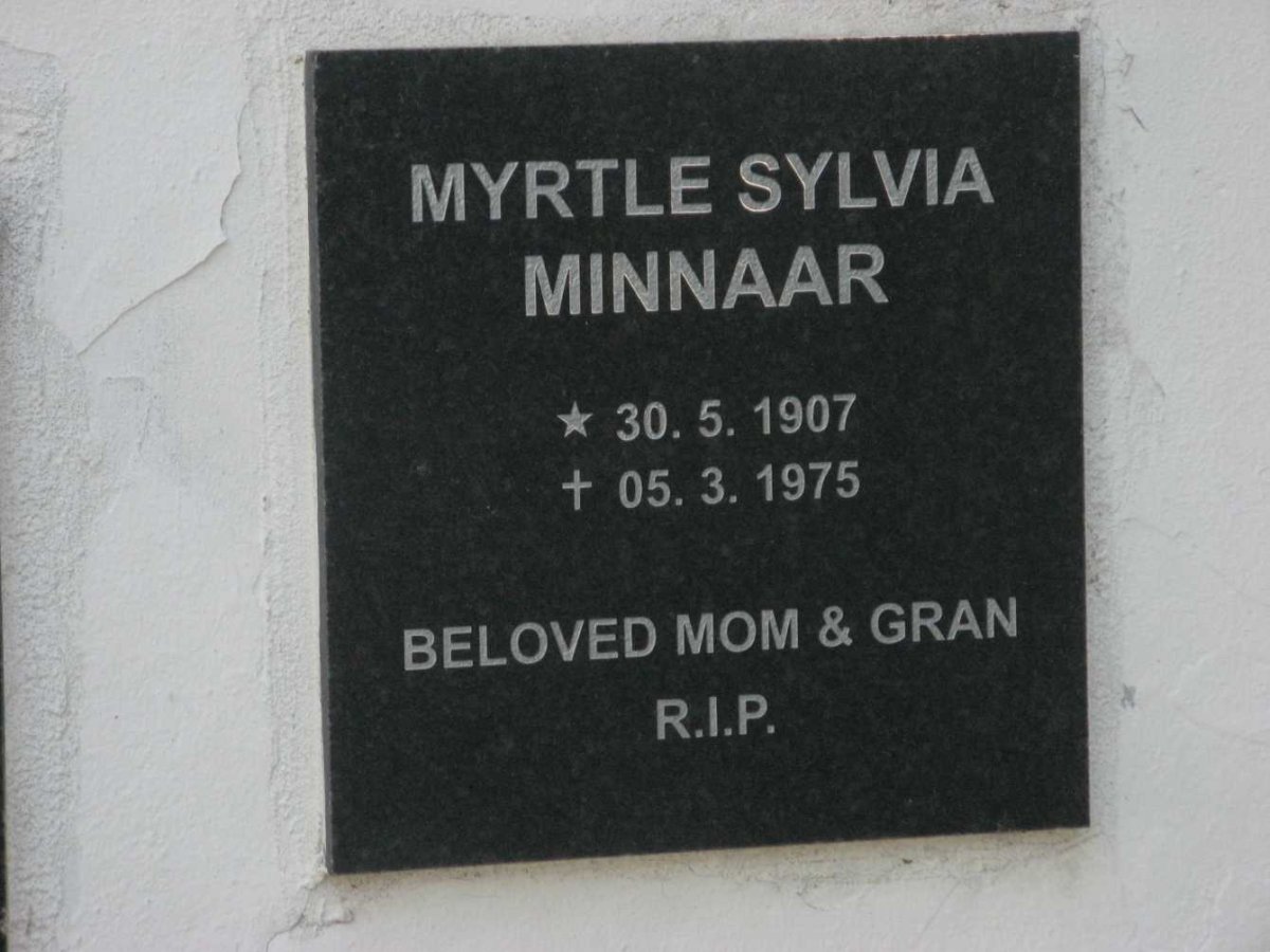 MINNAAR Myrtle Sylvia 1907-1975
