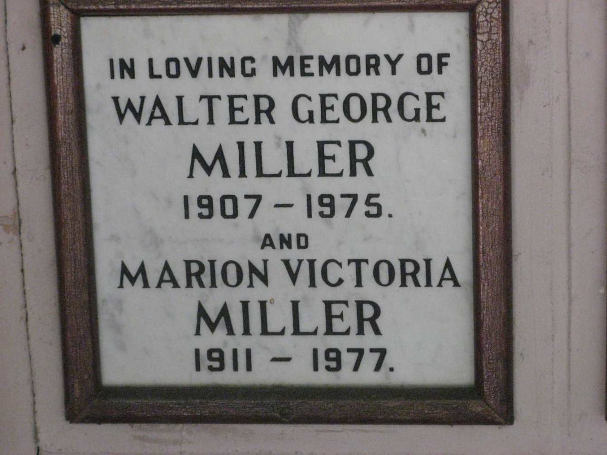 MILLER Walter George 1907-1975  &amp; Marion Victoria 1911-1977