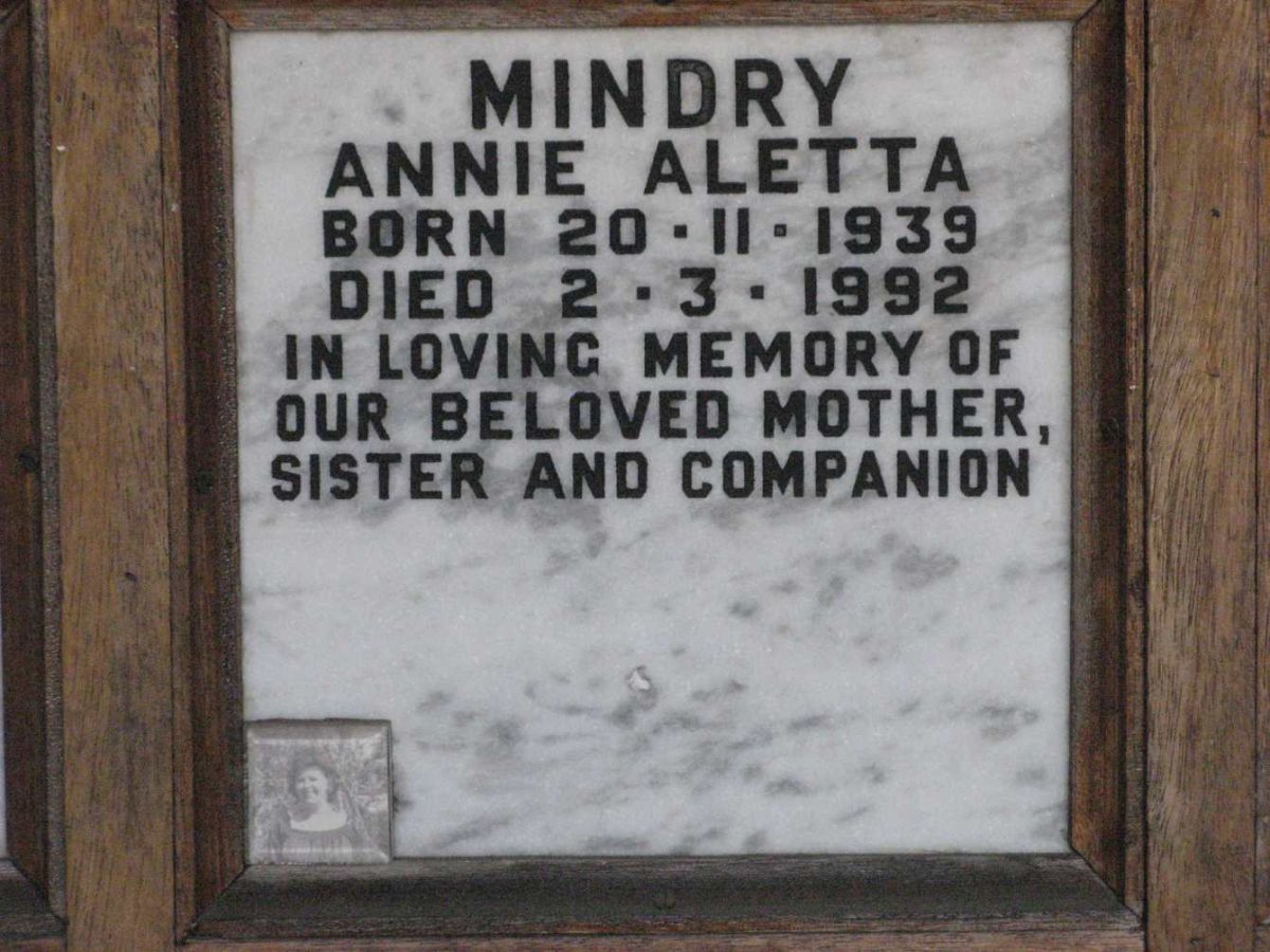 MINDRY Annie Aletta 1939-1992