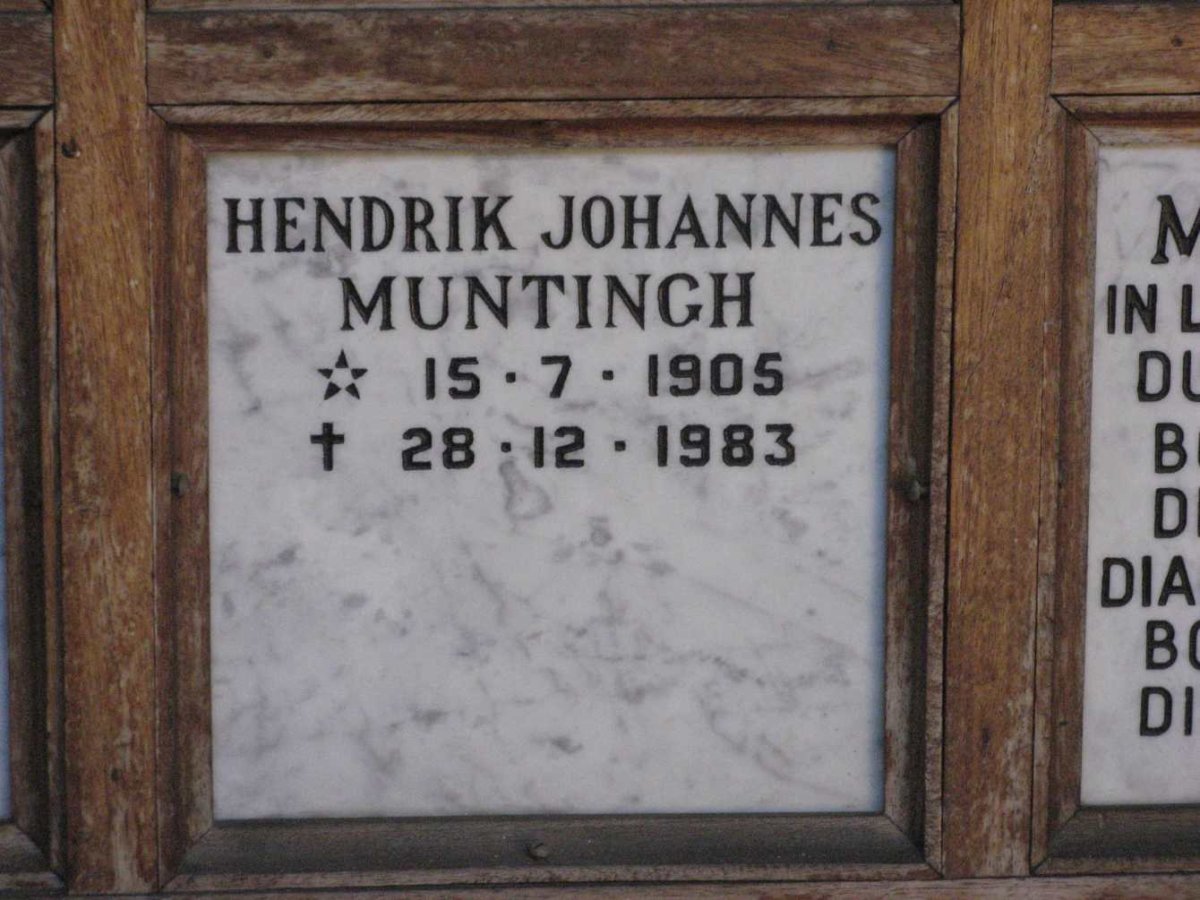 MUNTINGH Hendrik Johannes 1905-1983