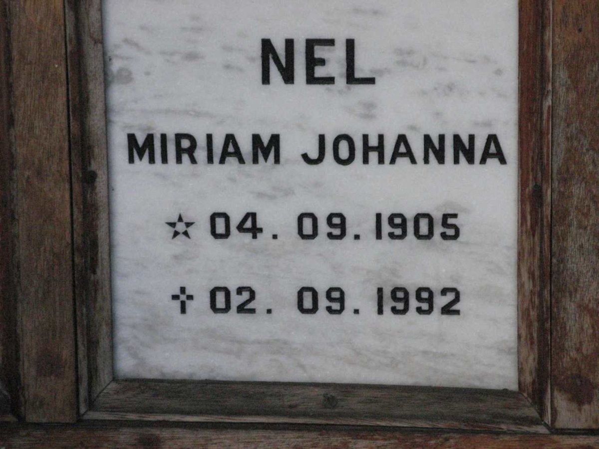 NEL Miriam Johanna 1905-1992