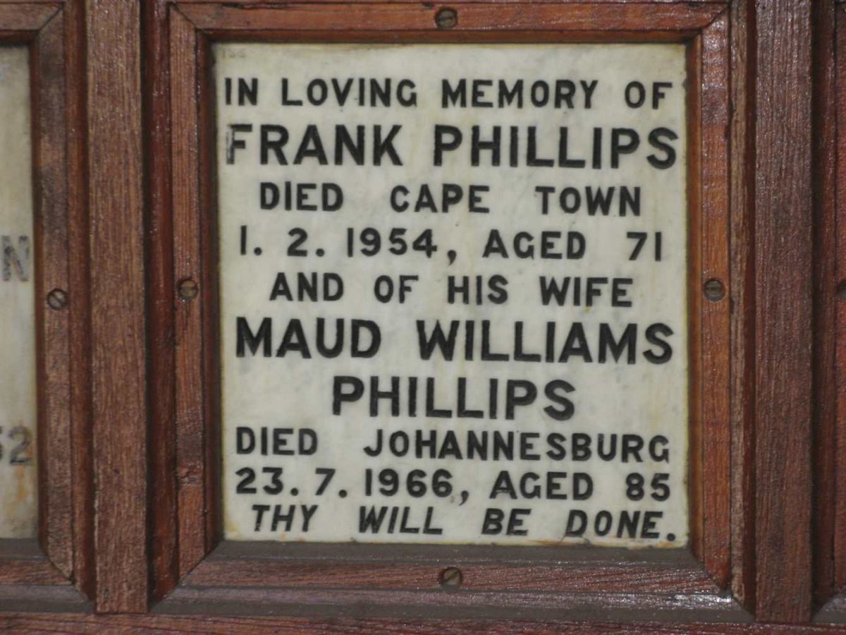 PHILLIPS Frank -1954 &amp; Maud Williams -1966