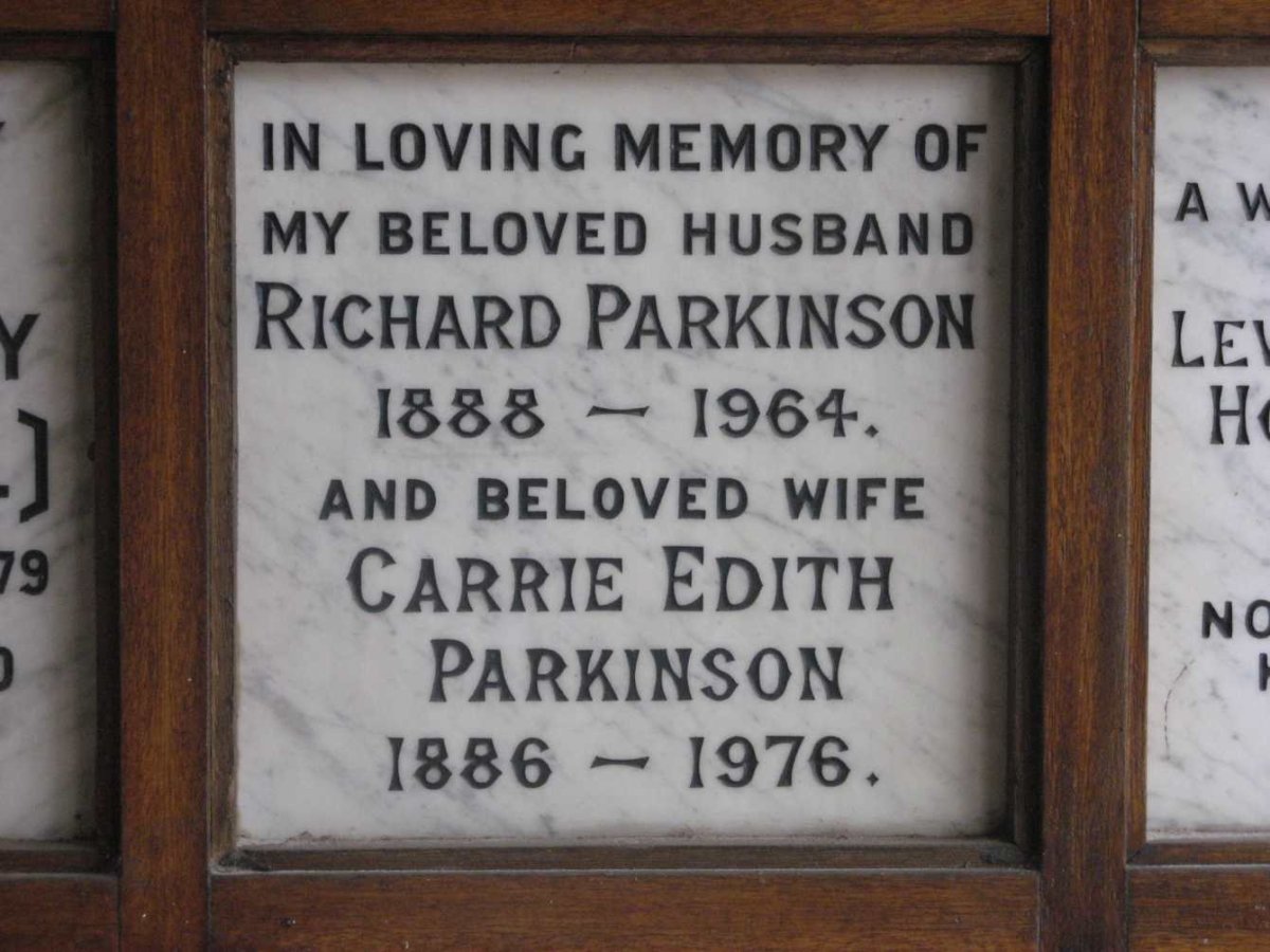 PARKINSON Richard 1888-1964 &amp; Carrie Edith 1886-1976