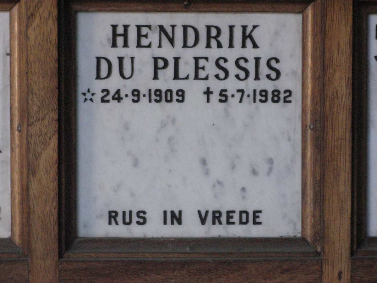 PLESSIS Hendrik, du 1909-1982