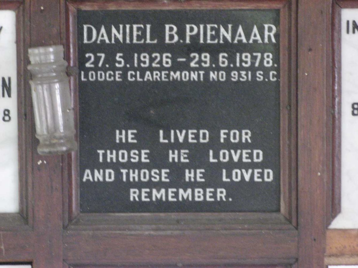 PIENAAR Daniel B. 1926-1978