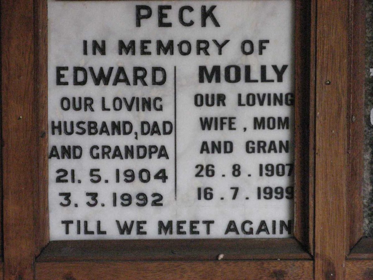 PECK Edward 1904-1992 &amp; Molly 1907-1999