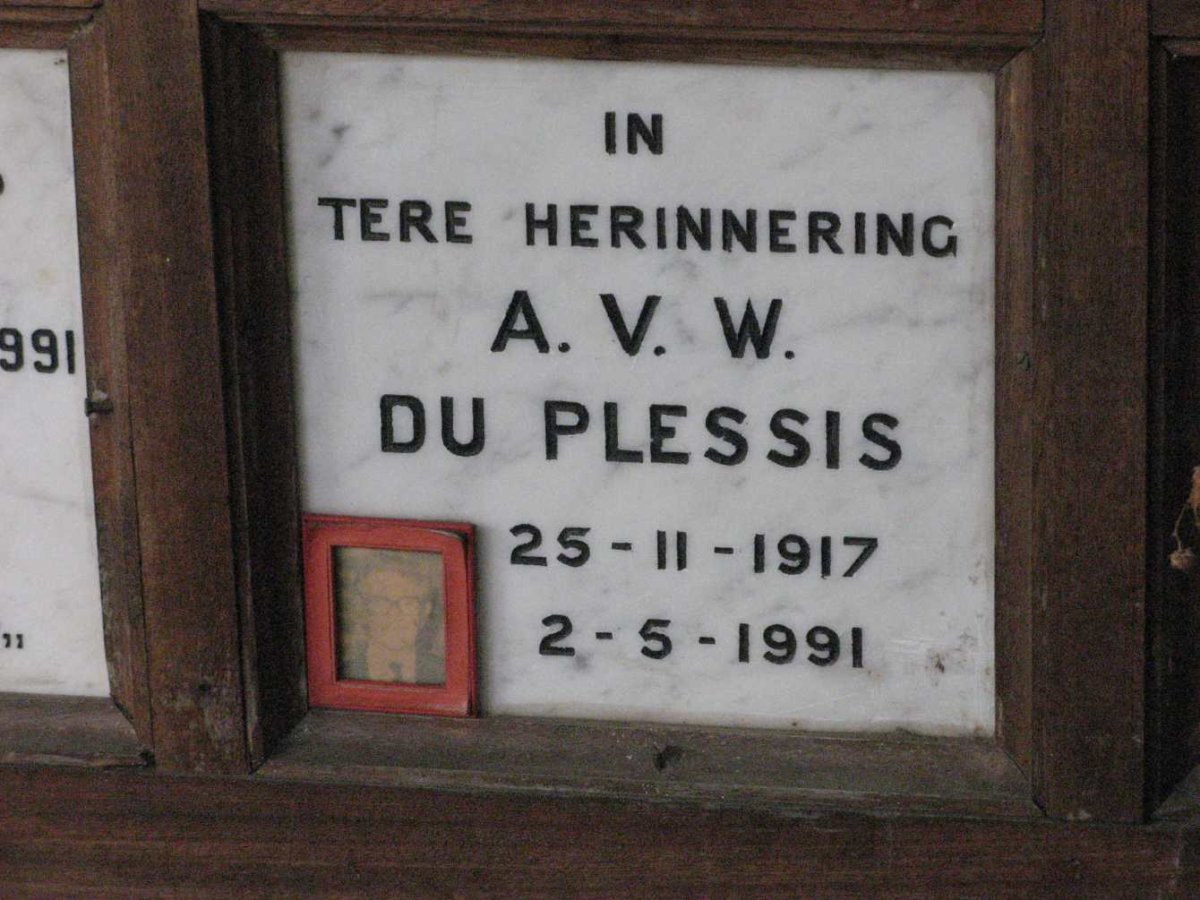 PLESSIS A.V.W., du 1917-1991