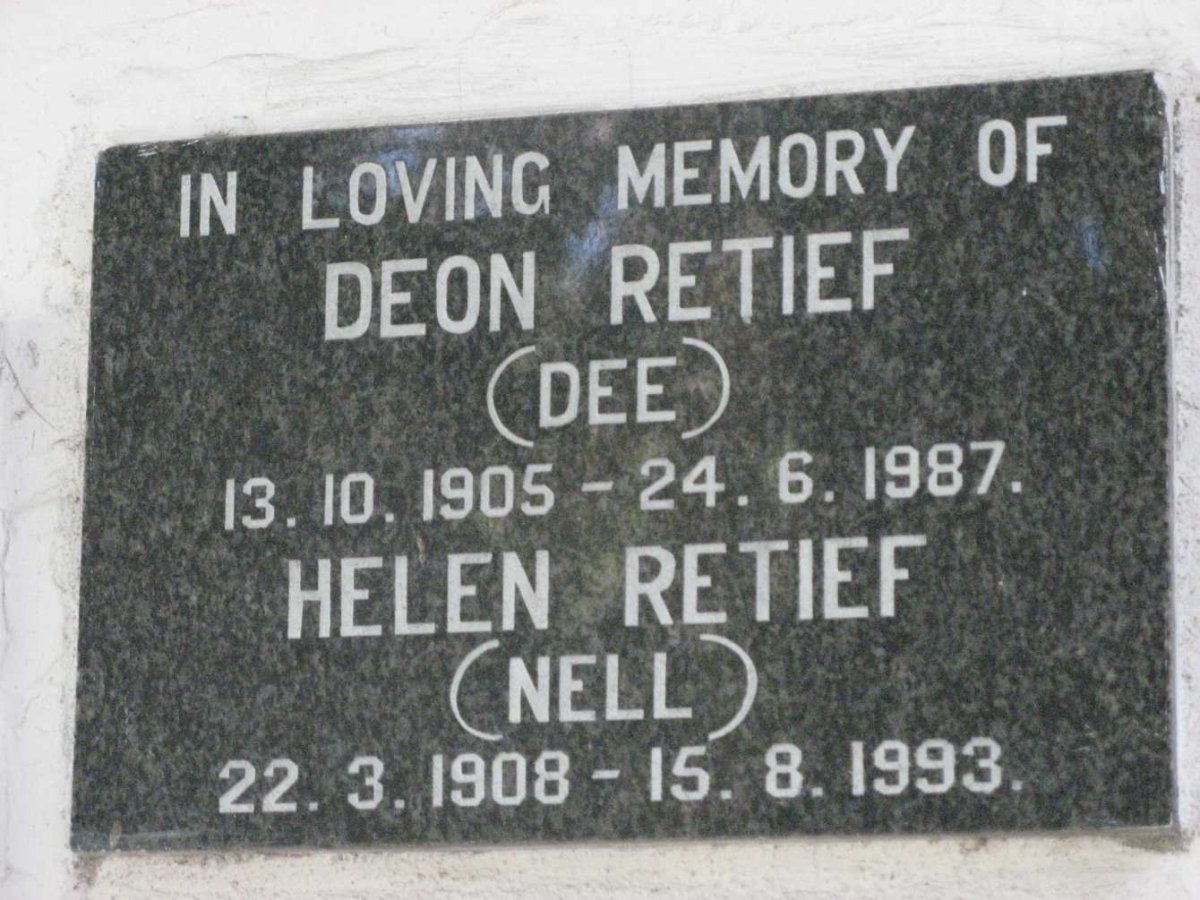 RETIEF Deon 1905-1987 &amp; Helen 1908-1993