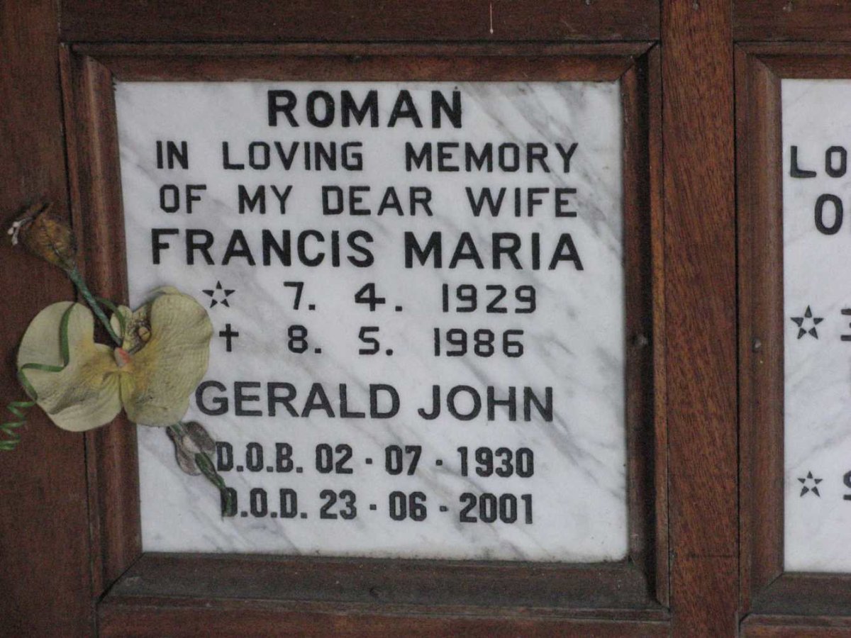 ROMAN Gerald John 1930-2001 &amp; Francis Maria 1929-1986
