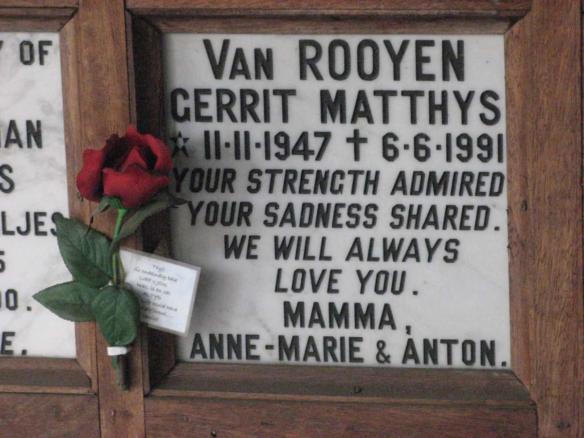 ROOYEN Gerrit Matthys, van 1947-1991