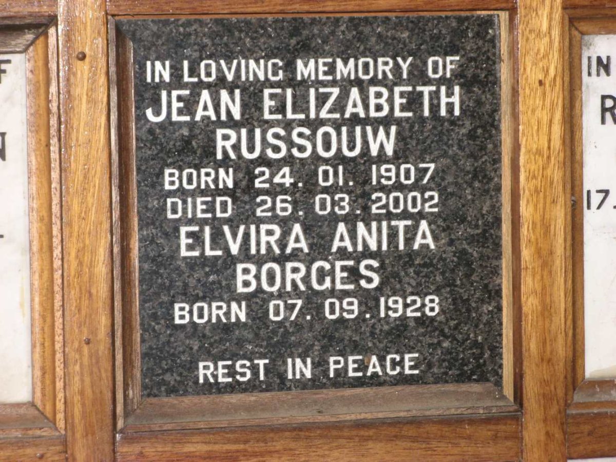 RUSSOUW Jean Elizabeth 1907-2002 :: BORGES Elvira Anita 1928-