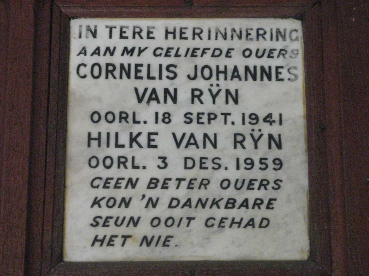 RYN Cornelis Johannes, van -1941 &amp; Hilke -1959
