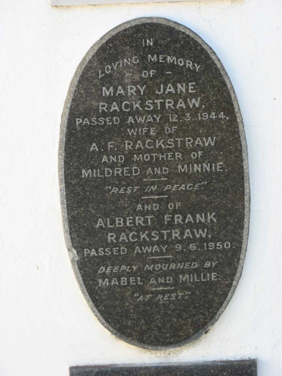 RACKSTRAW Albert Frank -1950 &amp; Mary Jane -1944