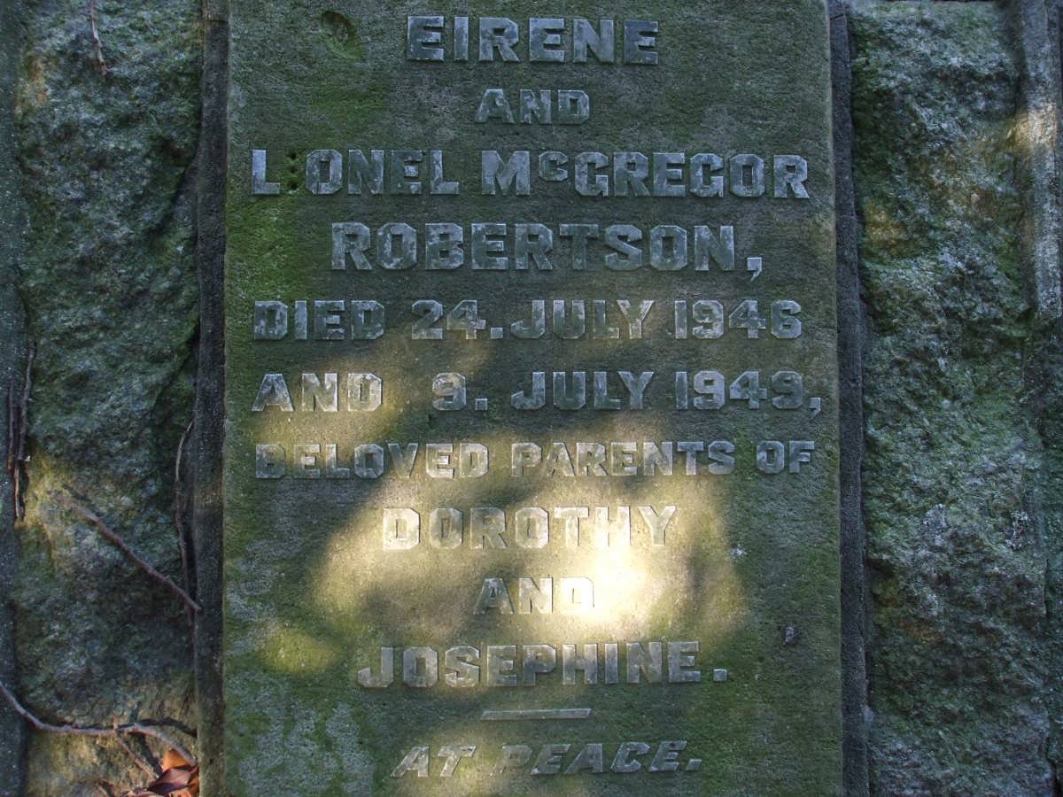 ROBERTSON Lionel McGREGOR -1949 &amp; Eirene -1946