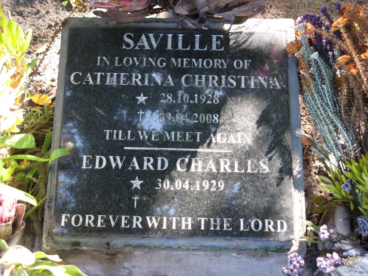 SAVILLE Edward Charles 1929- &amp; Catherina Christina 1928-2008