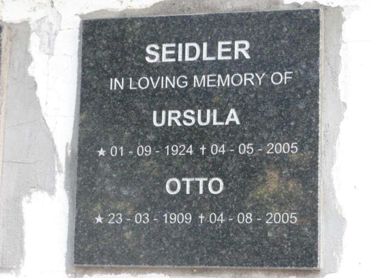 SEIDLER Otto 1909-2005 &amp; Ursula 1924-2005