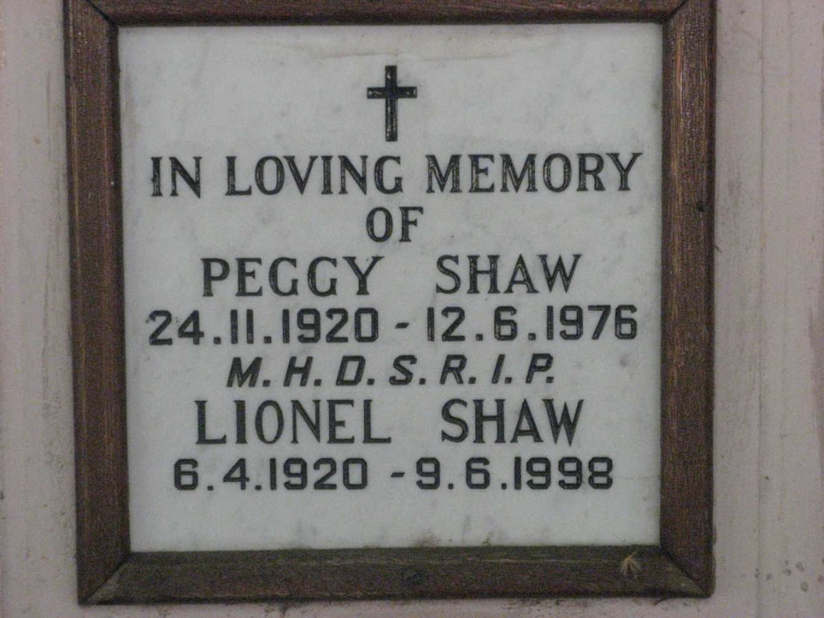 SHAW Lionel 1920-1998 &amp; Peggy 1920-1976