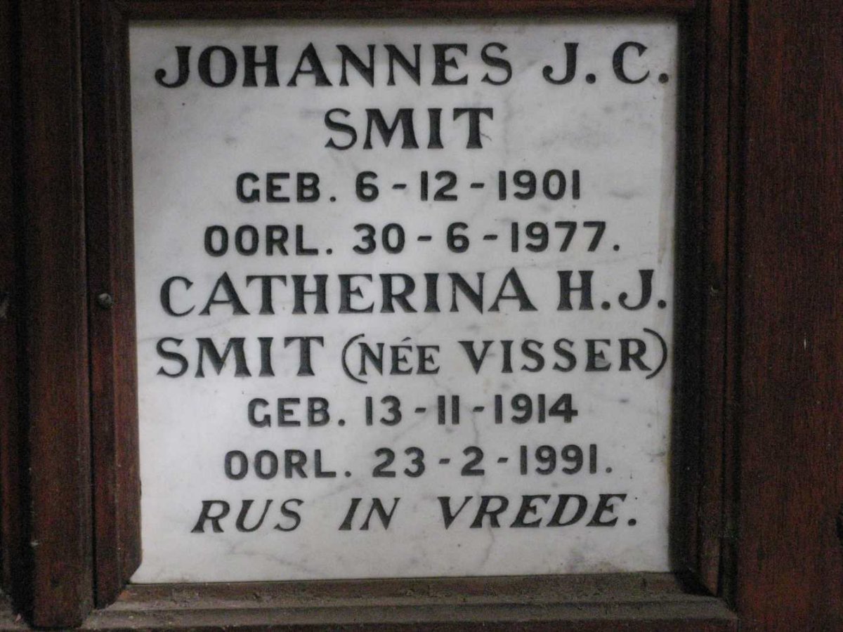 SMIT Johannes J.C. 1901-1977 &amp; Catherina H.J. VISSER 1914-1991