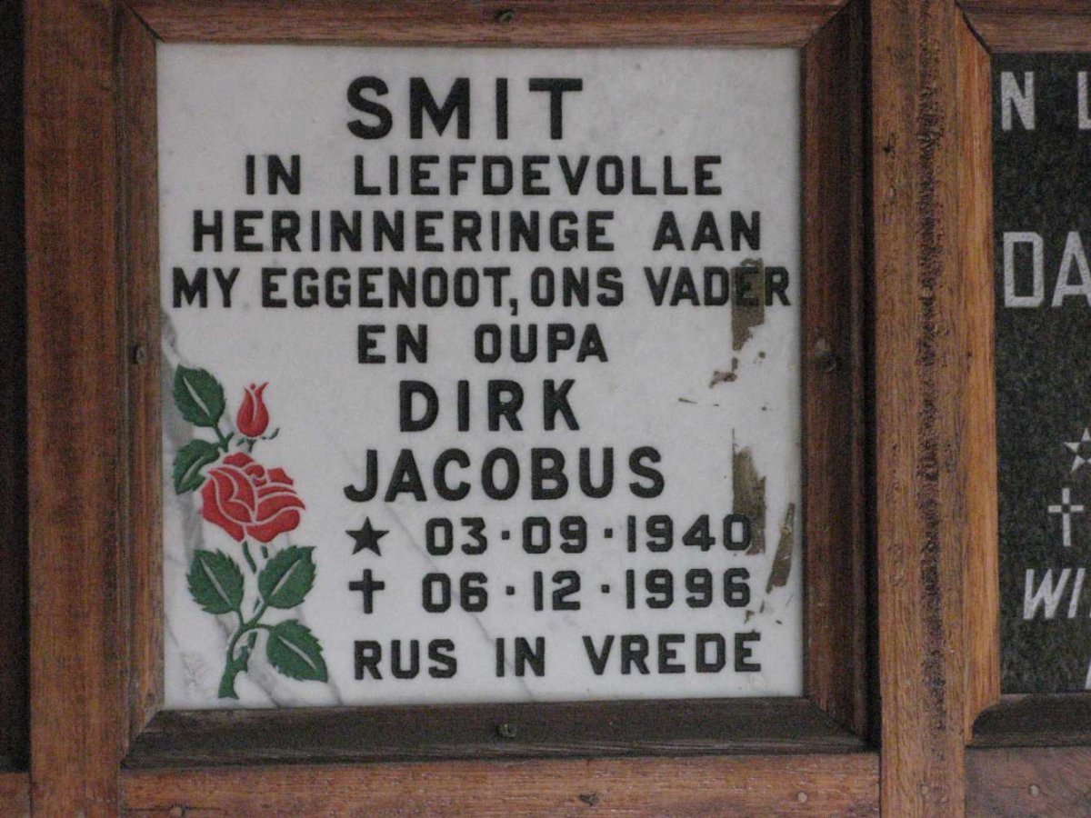 SMIT Dirk Jacobus 1940-1996
