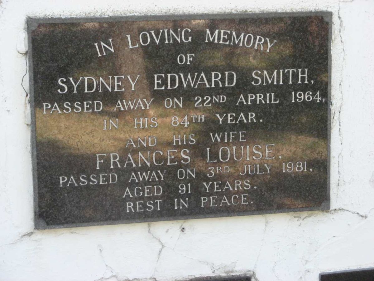 SMITH Sydney Edward -1964 &amp; Frances Louise -1881