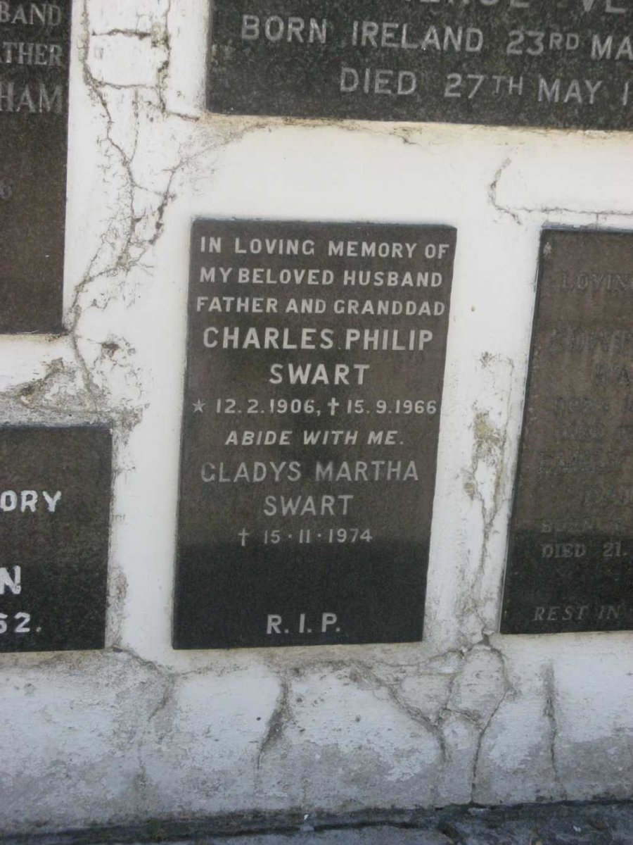 SWART Charles Philip 1906-1966 &amp; Gladys Martha -1974