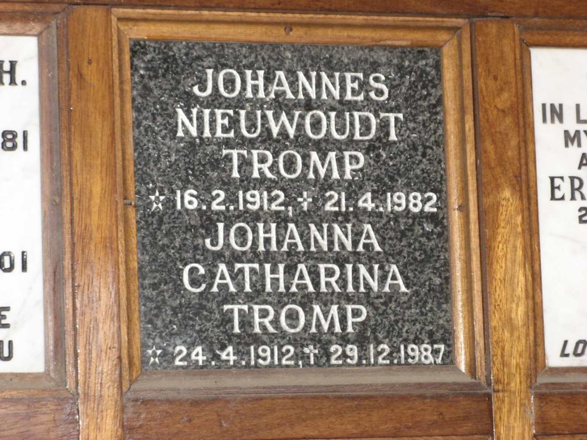 TROMP Johannes Nieuwoudt 1912-1982 &amp; Johanna Catharina 1912-1987