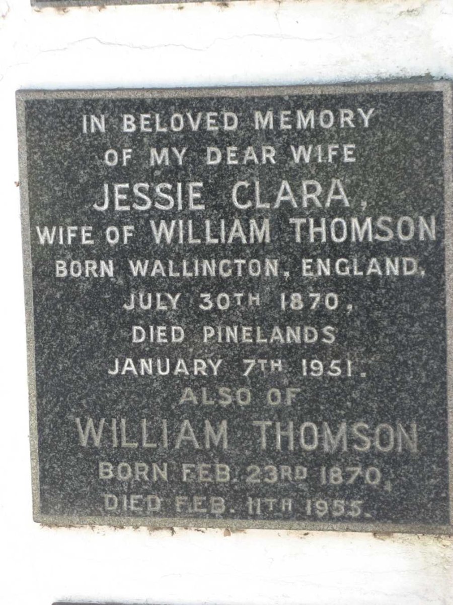 THOMSON William 1870-1955 &amp; Jessie Clara 1870-1951