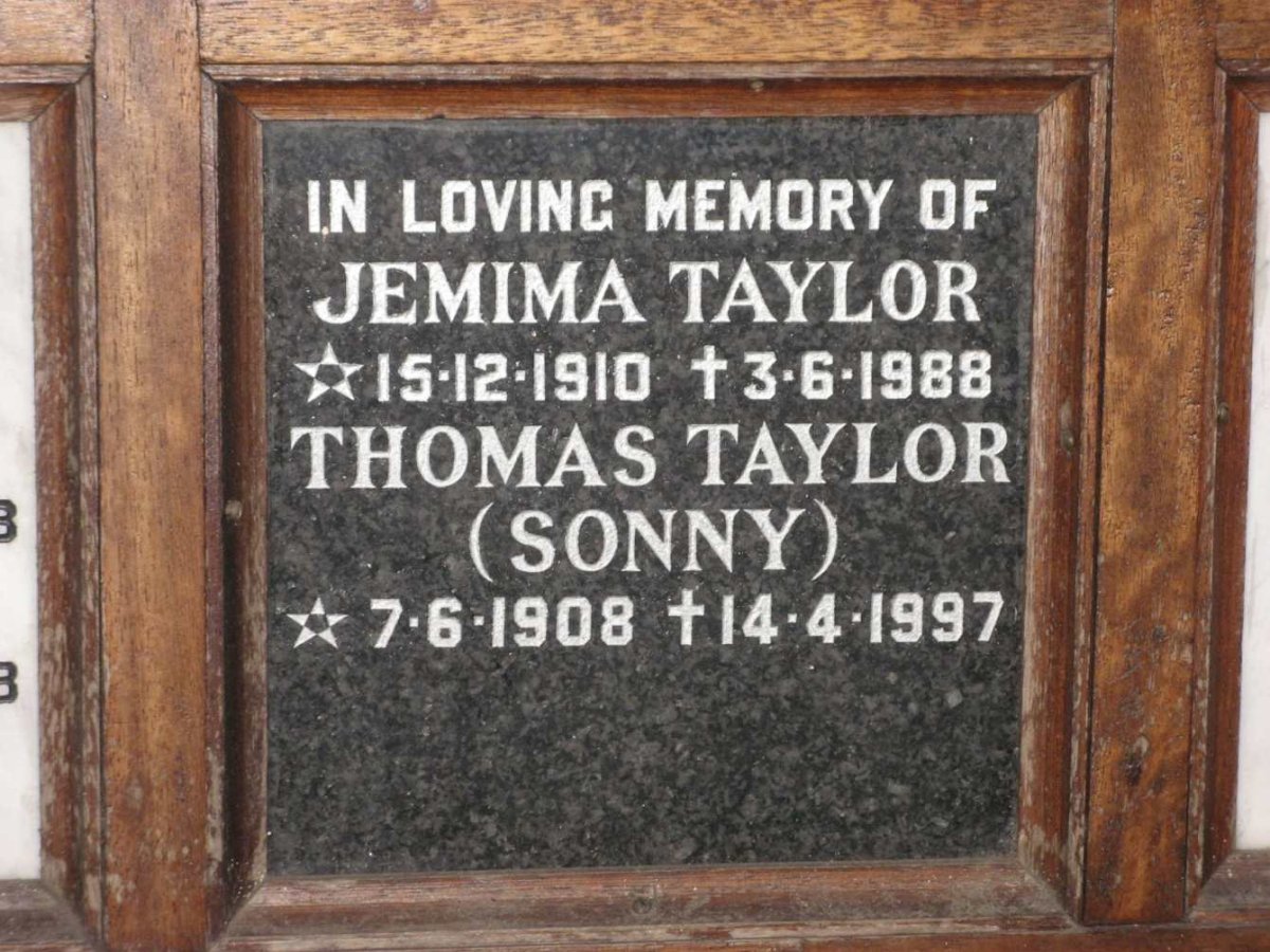 TAYLOR Thomas 1908-1997 &amp; Jemima 1910-1988