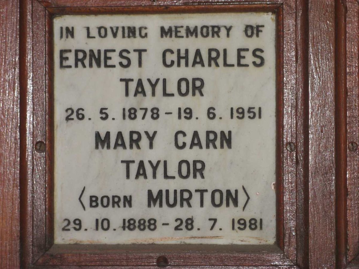 TAYLOR Ernest Charles 1878-1951 &amp; Mary Carn MURTON 1888-1981