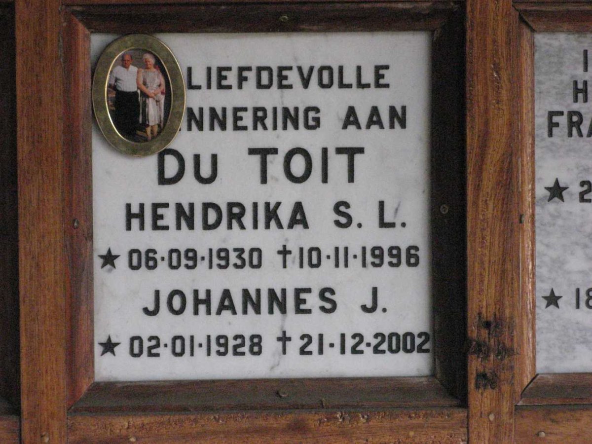 TOIT Johannes J., du 1928-2002 &amp; Hendrika S.L. 1930-1996