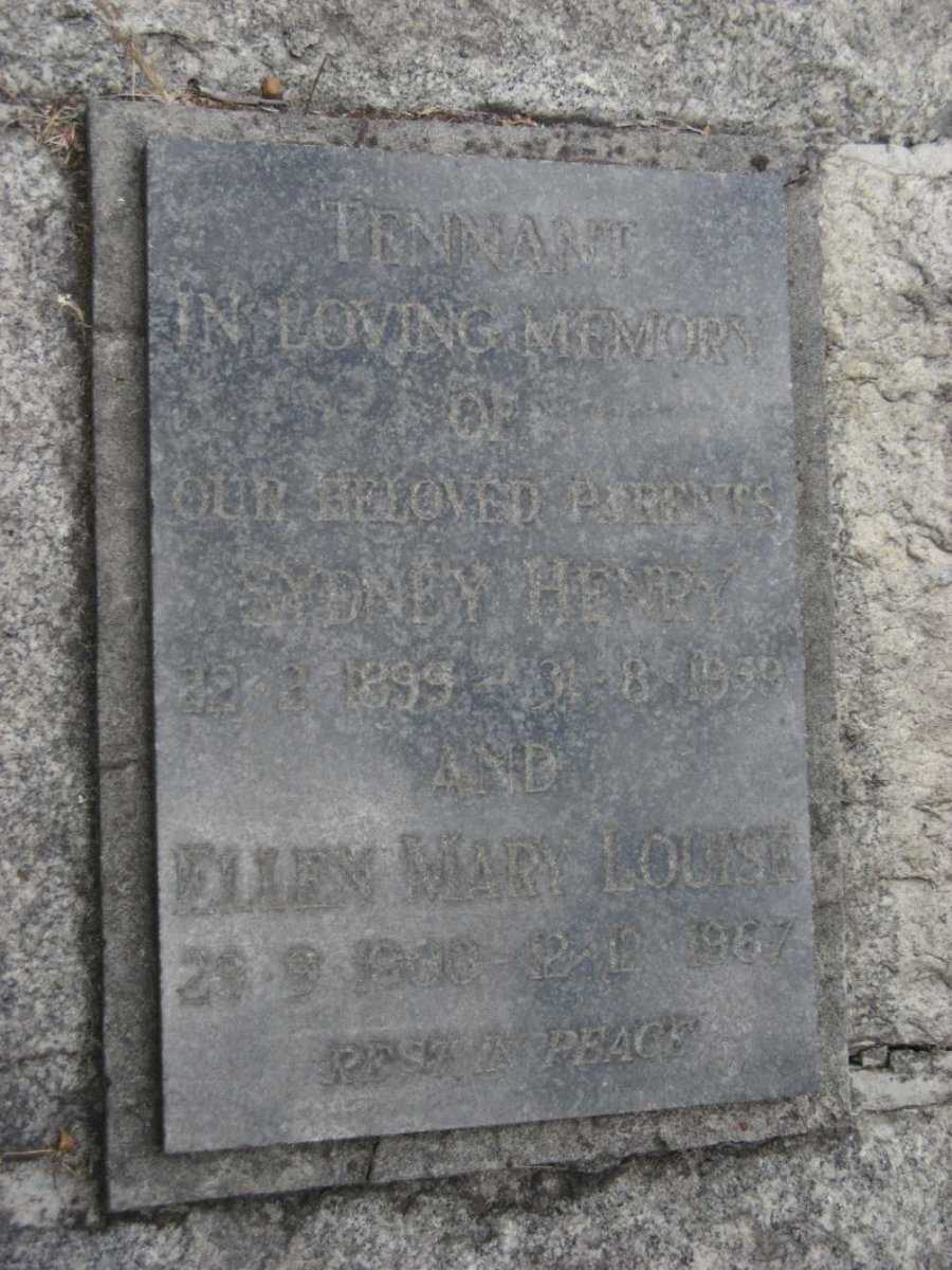 TENNANT Sydney Henry 1899-1959 &amp; Ellen Mary Louise 1900-1967